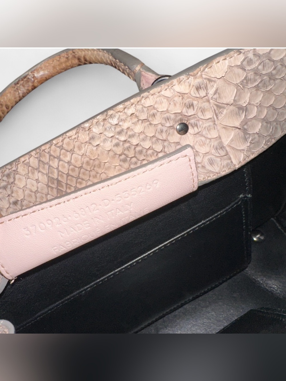 Balenciaga Python Mini Zip Around Tote  in Beige, Pale Pink & Gray Trim - Picture 6 of 8
